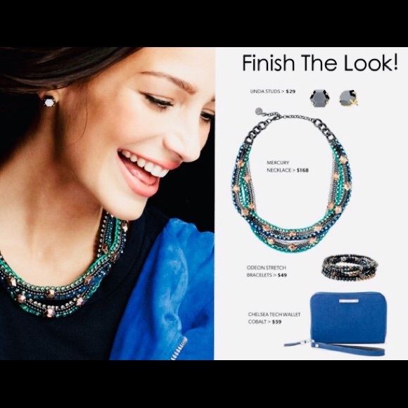 Stella & Dot | Retired🦚🌸💙Rose Gold + Hematite Mercury Statement Necklace - Picture 5 of 9